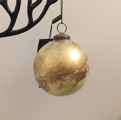 Kerstbal Goud marmer 10cm 2 stuks