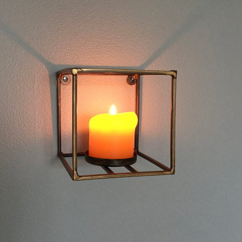 Wandkandelaar Cube 14x14x12 cm Goud