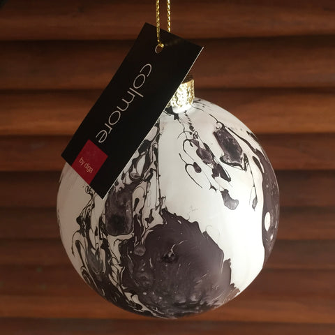 Kerstbal Wazig wit/zwart - 3 stuks