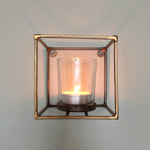 Wandkandelaar Cube 14x14x14 cm Goud