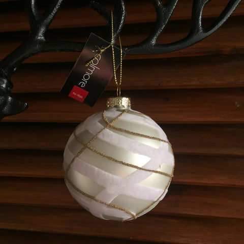 Kerstbal Velours mat wit 8cm - 2 stuks