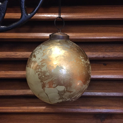 Kerstbal Goud marmer 10cm 2 stuks