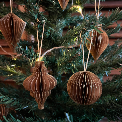 KERSTORNAMENTEN honeycomb gold - 6 stuks