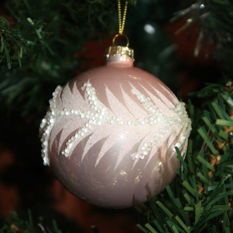 Kerstbal Roze 8 cm - 4 stuks