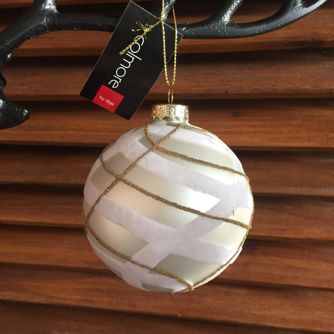 Kerstbal Velours mat wit 8cm - 2 stuks