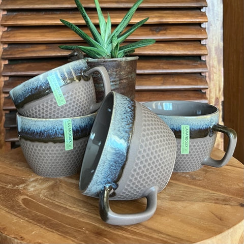 Mokken met oor Taupe - set 4 stuks