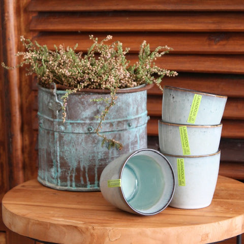Cappuccino bekers Turquoise - set 4 stuks